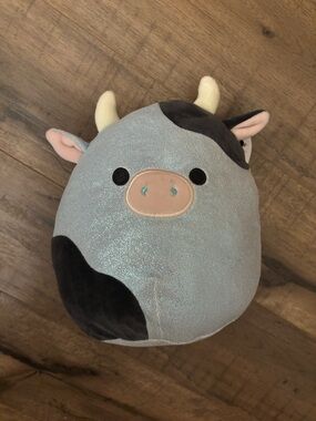 Squishmallows Light Blue and Black Cow Plush